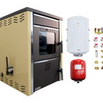 Pachet Termosemineu pe lemne FORNELLO TOROS 29 kw Ivory pe combustibil solid ( lemn,carbune,bricheti ), boiler termoelectric 100l, vas expansiune si kit montaj, Fornello