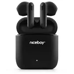 Casti audio in-ear Niceboy HIVE Beans, True Wireless, Bluetooth 5.0, Microfon, asistent vocal, control tactil, IPX4, autonomie de pana la 20 ore, negru, Niceboy