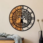 Ceas de perete decorativ din lemn Wooden Clock , Nuc, 56 x 3 x 56 cm, Tanelorn