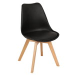 Scaun bucatarie tapitat negru Depozitul de scaune Celia, piele ecologica, cadru lemn, max. 110 kg, 48.5 x 50 x 82.5 cm, Depozitul de scaune