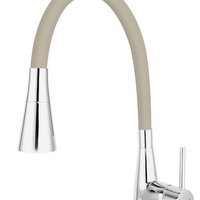 Baterie de bucatarie, Ferro, Zumba II, cu pipa flexibila, bej, 