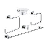 Set 5 accesorii baie Grohe Essentials Cube Master 5-in-1 crom, Grohe