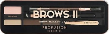 PROFUSION_SET Brows 2 Makeup Case Display cienie do brwi + kredka do brwi + pędzelek + pęseta, NoName