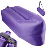 Saltea Autogonflabila "Lazy Bag" tip sezlong, 230 x 70 cm, culoare Violet, pentru camping, plaja sau piscina, AVEX