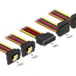 Cablu de alimentare SATA 15 pini la 2 x SATA unghi sus + 2 x SATA unghi jos 30cm, Delock 60154