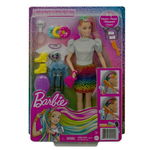 Set de joaca Barbie - Leopard Rainbow Hair, 14 accesorii