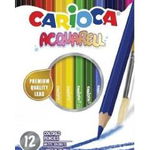 Creioane colorate CARIOCA Acquarell, hexagonale, cutie carton, 12 culori/cutie , Carioca