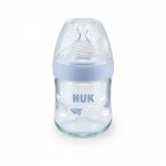 Biberon Nuk Nature Sense Sticla 120 ml Tetina Silicon Orificiu S 0-6 luni Bleu, Nuk