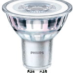 Pachet 2 becuri LED spot Philips Classic, GU10, 4.6W (50W), 355 lm, lumina alba calda (2700K), Philips