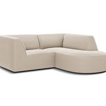 Coltar dreapta 3 locuri, Ruby, Micadoni Home, BL, forma rotunjita, 186x180x69 cm, catifea, bej, Micadoni Home