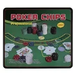 Set Poker Texas Holden negru 500 jetoane, 2 carti, covoras, 3 butoane, cutie, OEM