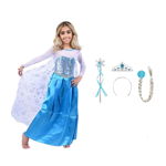 Set rochie si trei accesorii Elsa Frozen, IdeallStore®, 5-7 ani, Carnaval, IdeallStore