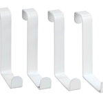 Set 4 agatatoare pentru usa, Wenko, 6 x 1.2 x 7.6 cm, metal, alb, Wenko
