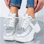 Pantofi Sport, culoare Argintiu, material Piele ecologica - cod: P11882, Mei