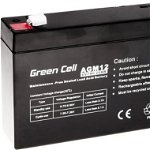 Acumulator stationar AGM 6V 7Ah VRLA plum acid baterie fara mentenanta jucarii sisteme de alarma Green Cell, Green Cell