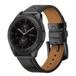 Curea piele Tech-Protect Leather compatibila cu Samsung Galaxy Watch 4/5/5 Pro/6 40/42/44/45/46mm Black, TECH-PROTECT