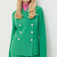 Custommade sacou Finja culoarea roz, cu doua randuri de nasturi, neted, Custommade