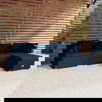 Set mobilier de gradina cu perne, vidaXL, 4 piese, negru, poliratan, 28.45 kg 3101640