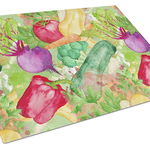 Caroline`s Treasures Acuarelă Legume Ferma la masa de sticlă de tăiere Bord mare Multicolore 12H x 16W, 