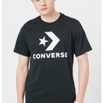 Converse, Tricou unisex cu imprimeu logo, Alb, Negru stins, XL
