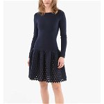 Alaïa Stretchy Knit Dress With Laser Cut Embroideries Blue