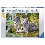 Ravensburger - Puzzle Tigri albi, 500 piese