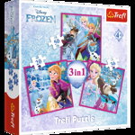 Set puzzle 3 in 1 Trefl Disney Frozen 2, Magia iernii, 1x20 piese, 1x36 piese, 1x50 piese, Trefl