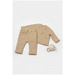 Set bluza dublata si pantaloni, Winter muselin, 100% bumbac - Apricot, BabyCosy (Marime: 6-9 luni), BabyCosy