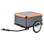 Remorca pentru bicicleta vidaXL, gri si portocaliu, 65 kg, 136 x 72 x 58 cm