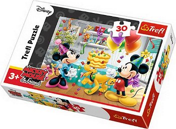 Puzzle Mickey Mouse si prietenii - Tortul aniversar, 30 piese