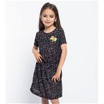 Rochie copil din bumbac negru cu flori colorate