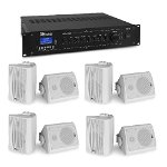 Amplificator mixer, 6 canale, 8 Ohm, 100V, 120W RMS, bluetooth, USB, SD, Power Dynamics PRM120, Power Dynamics