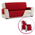 Set Husă canapea, reversibilă, de protecție - 3 locuri Easy Cover Protect, roșie/bej + Husă fotoliu, roșie/bej