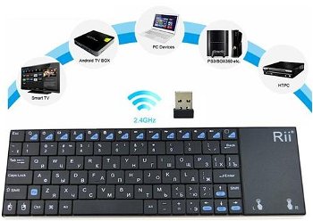Tastatura Smart TV RII RTMWK12P, Multifunctionala, Wireless, touchpad 7 inch