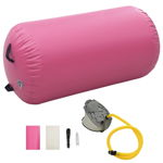 vidaXL Rulou de gimnastică gonflabil cu pompă, roz, 120 x 90 cm, PVC, vidaXL