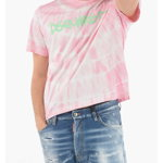 DSQUARED2 Tie Dye Effect Box Fit Crew-Neck T-Shirt Pink, DSQUARED2