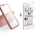 Pachet husa ELEGANCE LUXURY pentru Apple Iphone 6 / Apple Iphone 6S PLACATA Rose-Gold cu folie de protectie gratis, MyStyle