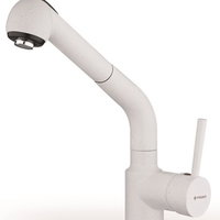 Baterie de bucatarie Pyramis BALATA WHITE, finisaj granit, cartus ceramic, monocomanda, dus extractabil, alb