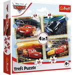 Puzzle 4 in 1. Cars: pe locuri, fiti gata, start, -