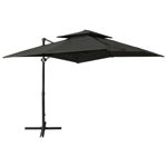 vidaXL Градински чадър чупещо рамо с двоен покрив 250x250 см антрацит, vidaXL
