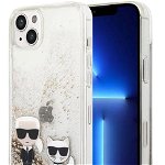 Husa protectie Karl Lagerfeld Liquid Glitter Karl and Coupette pentru iPhone 14 Plus, Gold