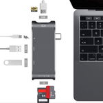 Adaptor USB 3.0 C Type, HDMI 4K, SD Card, MicroSD pentru MacBook Pro YC-204, Generic