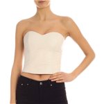 P.A.R.O.S.H. Leather Top In Ivory Color Culoarea White