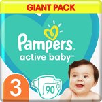 Pampers Active Baby Size 3 scutece de unică folosință 6-10 kg 90 buc, Pampers