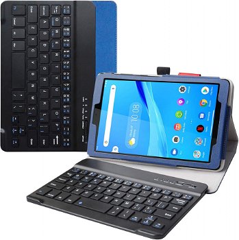 Husa de protectie cu tastatura detasabila pentru Lenovo Tab M8 FHD (a 2-a generație) TB-8705F Tablet PC LiuShan, piele PU/ABS, albastru/negru
