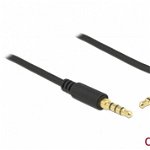 Cablu Stereo Jack 3.5 mm (pentru smartphone cu husa) 4 pini unghi 1m T-T Negru, Delock 85610, Delock