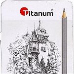 Titanum Un set de creioane pentru schițe TITANUM 8B-2H într-o cutie de metal Titan, Titanum