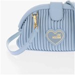 Moschino Love Pleated Faux Clutch With Removable Shoulder Strap Light Blue, Moschino