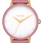 Ceasuri Femei Nixon Womens Kensington Leather Strap Watch 37mm PINK WHITE GOLD