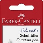 Faber-Castell Stilou scolar, 6 cartuse, Rosu